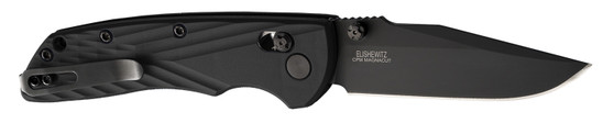 Hogue  Deka  3.25" Folding Clip Point Plain Black Cerakote CPM MagnaCut SS Blade, Black Crosshatch Textured GRN Handle, Includes Pocket Clip