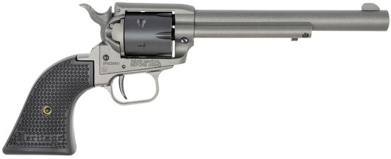 Heritage Mfg RR22C6 Rough Rider  22 LR 6 Shot. 6.50" Tungsten Gray Cerakote Steel Barrel & Frame, Black Satin Cylinder, Black Star Polymer Grip, Hammer/Thumb Safety, Exposed Hammer