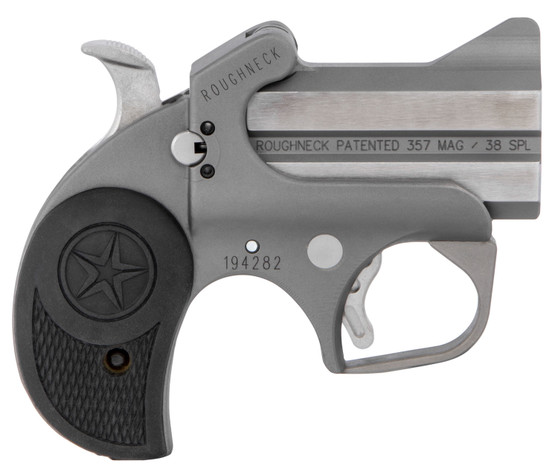 Bond Arms BARN Roughneck Rough Series 38 Special/357 Mag 2 Shot 2.50" Rough Matte Stainless Steel Barrel & Frame, Black Rubber Grips