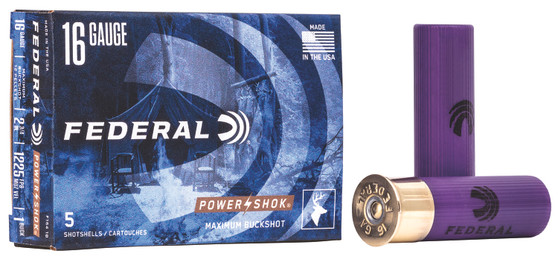 Federal F1641B Power-Shok Magnum 16Gauge 2.75" 12Pellets 1 3/16oz 1BuckShot 5 Per Box/50 Case