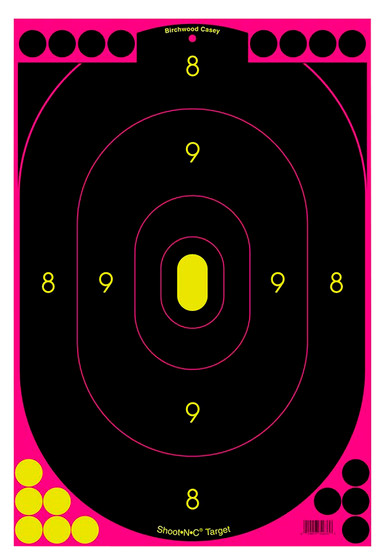 Birchwood Casey 34635 Shoot-N-C Reactive Target Self-Adhesive Paper Black/Pink 12"x18" Oval Silhouette 5 Pack