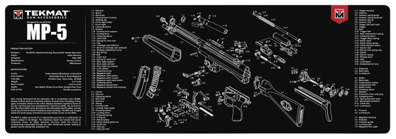 TekMat TEKR36HKMP5 MP5 Cleaning Mat Black/White Rubber 12"x36" HK MP5 Parts Diagram