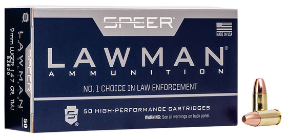 Speer 53620 Lawman  9mmLuger 147gr Total Metal Jacket Round Nose 50 Per Box/20 Case