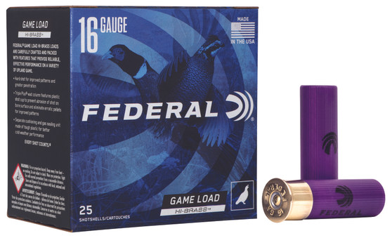 Federal H16375 Game-Shok High Brass 16Gauge 2.75" 1 1/8oz 7.5Shot 25 Per Box/10 Case