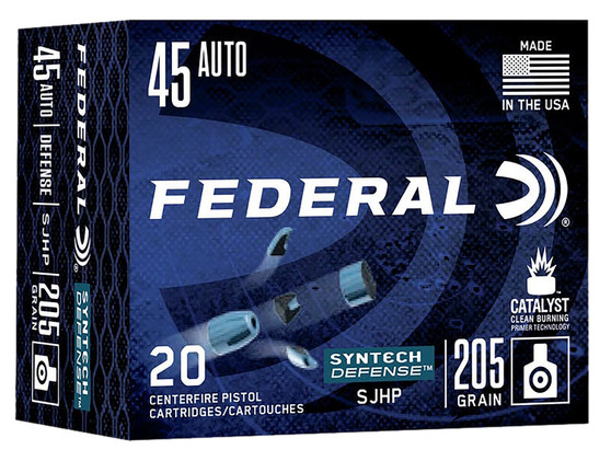 Federal S45SJT1 Syntech Defense 45ACP 205gr Segmented Jacketed Hollow Point 20 Per Box/10 Case