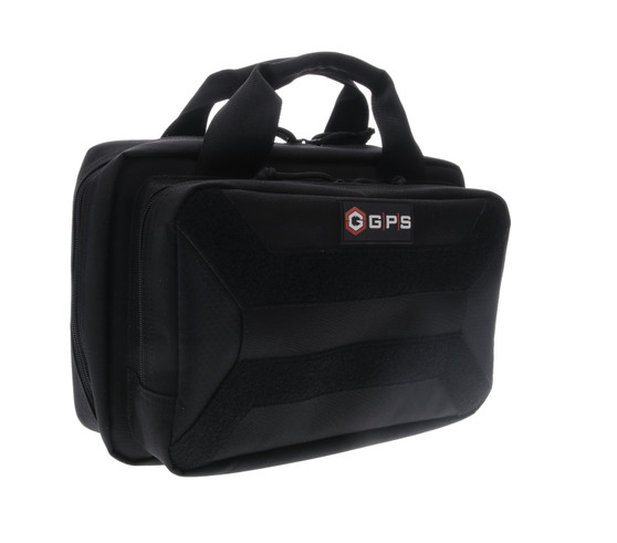 GPS Bags PC15 Pistol Case  Black 600D Polyester with Mag Storage, Lockable Zippers & Cushioned Compartment Holds 1 Handgun