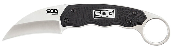 S.O.G SOG-GB1001-C Gambit  2.58" Fixed Sheepsfoot Plain Satin Polished 7Cr17MoV SS Blade Black GRN Handle Includes Sheath