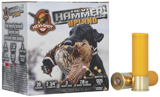 HEVI-Shot HS29203 HEVI-Hammer Upland 20Gauge 2.75" 1oz Steel/Bismuth 3Shot 25 Per Box/10 Case