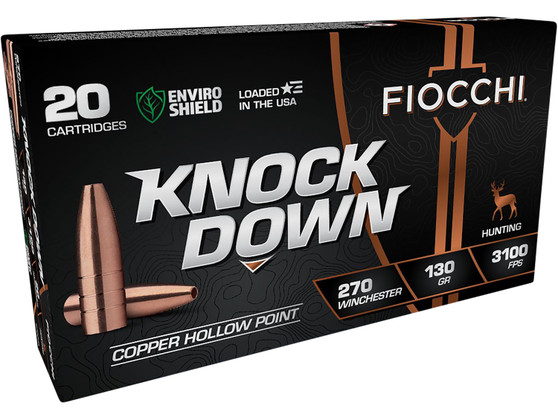 Fiocchi 270CHA Knock Down Enviro Shield 270Win 130gr Hollow Point 20 Per Box/10 Case