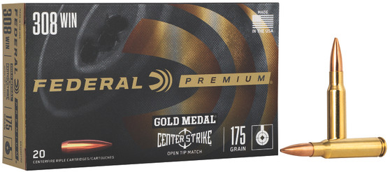 Federal GM308OTM2 Premium Gold Medal 308Win 175gr Open Tip Match 20 Per Box/10 Case