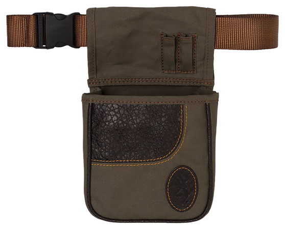 Browning 121504843 Laredo Shell Pouch Olive Canvas/Leather Belt Mount