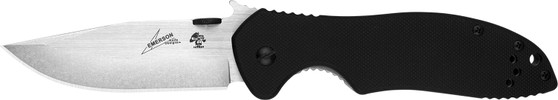 Kershaw 6034T CQC 7K 3.25" Folding American Tanto Plain Satin/Stonewashed 8Cr14MoV SS Blade Bead Blasted/Black G10/SS Handle Includes Pocket Clip
