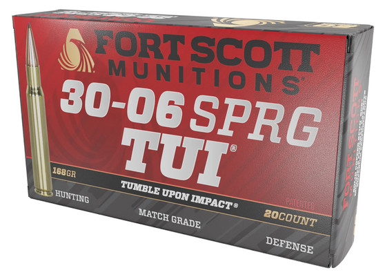 Fort Scott Munitions 3006168SCV Tumble Upon Impact (TUI) Rifle 30-06Springfield 168gr Solid Copper Spun 20 Per Box/10 Case