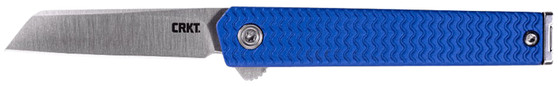 CRKT 7083 CEO Microflipper Micro 2.21" Flipper Sheepsfoot Plain Satin 12C27 Sandvik Blade, Blue Textured w/Silver Liner & Accents Aluminum Handle, Includes Pocket Clip