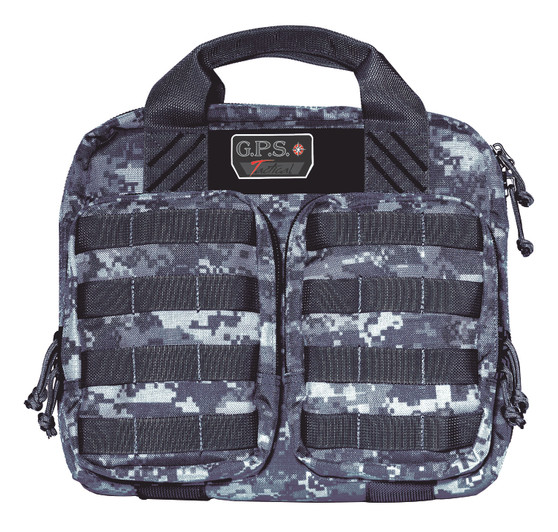 GPS Bags T1413PCG Double +2 Tactical Gray Digital 1000D Nylon Teflon Coating with Visual ID Storage System, Lockable YKK Zippers, MOLLE Webbing & Ammo Storage Pockets Holds UP To 4 Handguns