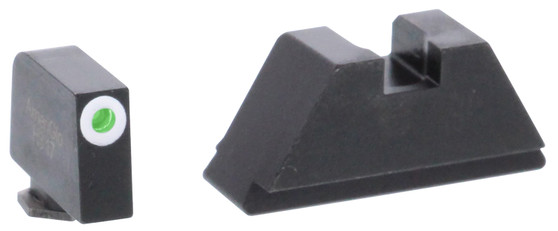 AmeriGlo GL411 Optic Compatible Sight Set for Glock  XL Tall Green Tritium White Outline Front Sight-Green Tritium Black Rear Sight