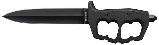 Cold Steel CS-80NTP Chaos Double Edge 7.50" Fixed Plain Black SK-5 High Carbon Blade/Black w/ "D" Ring Guards Aluminum Handle