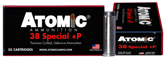 Atomic Ammunition 00419 Pistol Precision Craft 38Special +P 148gr Lead Hollow Point 50 Per Box/10 Case