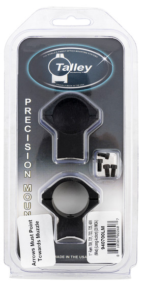 Talley 940700LM Scope Mount/Ring Combo  Black Anodized Aluminum 1" Tube Remington 700/721/722/725/40X Medium Rings Long Action 20 MOA