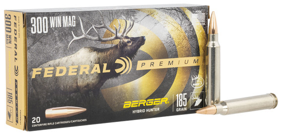 Federal P300WBCH1 Premium  300WinMag 185gr Berger Hybrid Hunter 20 Per Box/10 Case