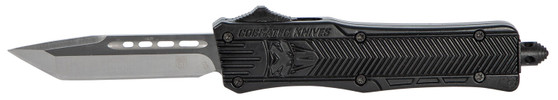 CobraTec Knives SBCTK1STNS CTK-1  Small 2.75" OTF Tanto Plain Black D2 Steel Blade/Black Aluminum Handle Features Glass Breaker Includes Pocket Clip