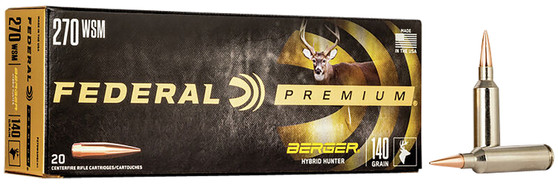 Federal P270WSMBCH1 Premium  270WSM 140gr Berger Hybrid Hunter 20 Per Box/10 Case