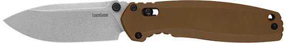 Kershaw 2052 Broadside  3.50" Folding Spear Point Plain Stonewashed D2 Steel Blade, Brown G10 Handle