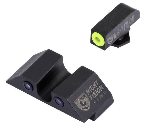 Night Fision GLK003007YGZ Tritium Night Sights For Glock  Green Tritium Yellow Outline Front Sight- Green Tritium Black Outline Rear Sight Glock 42/43/43X