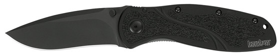 Kershaw 1670BLK Blur  3.40" Folding Drop Point w/Recurve Plain Black DLC 14C28N Steel Blade Black Anodized Aluminum Handle Includes Pocket Clip