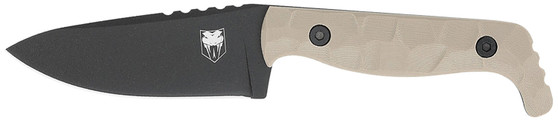CobraTec Knives CTKPTAN KingPin  EDC 4" Fixed Drop Point Plain Black Powder Coated D2 Steel Blade, 4" Tan Textured G10 Scales Handle