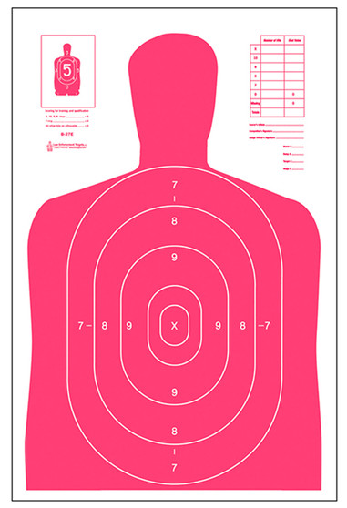 Action Target B27ERD100 Qualification High Visibility Fluorescent Silhouette Paper 23" x 35" Red/White 100 Per Box