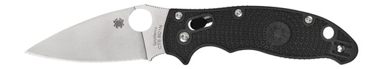 Spyderco C101PBK2 Manix 2 Lightweight 3.37" Folding Plain Satin CTS BD1 SS Blade/Black Bi-Directional Texturing FRCP Handle Includes Pocket Clip