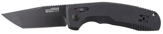 S.O.G SOG15380357 SOG-TAC Auto 3.43" Folding Tanto Plain Black TiNi Cryo D2 Steel Blade Black Micro-Textured Anodized Aluminum Handle Includes Pocket Clip