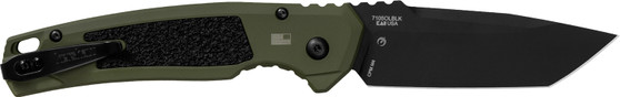 Kershaw 71050LBLK Launch 16 Automatic 3.45" Folding Tanto Plain Black Cerakote CPM M4 Blade, Olive Cerakote w/Black Oxide Hardware Aluminum Handle, Includes Pocket Clip
