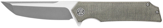 Sig Sauer Knives TS8SG Tsuru  3.30" Folding Tanto Plain Satin 154CM SS Blade, 4.20" Green Canvas Micarta Handle