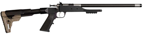Keystone KSA2185 Precision 6061 22 LR Single Shot 16.12" Carbon Fiber Threaded Barrel, Black Anodized Picatinny Rail Aluminum Receiver, Black/FDE Adj Buffer Tube Style Butt Stock, Right Hand