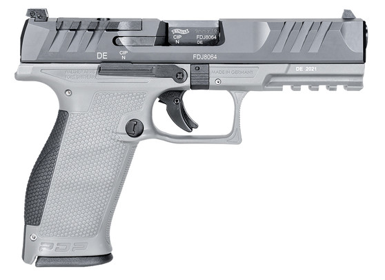 Walther Arms 2858371NP3 PDP  Full Size Frame 9mm Luger 18+1 4.50" Stainless Polygonal Rifled Barrel, Optic Ready/Serrated Steel Slide, Gray Polymer Frame w/Picatinny Rail Ambidextrous