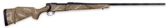 Weatherby VHH243NR4B Vanguard Outfitter Full Size 243 Win 4+1 24" Black Cerakote #2 Fluted/Threaded Barrel & Drilled & Tapped Steel Receiver Tan w/Brown & White Sponge Monte Carlo Synthetic Stock
