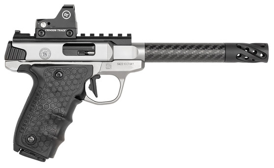 Smith & Wesson 12081 Performance Center Victory Target 22 LR 6" CF MB 10+1 Stainless Steel Tandemkross Black HiveGrip with Integrated Target Thumb Rest Grip Red Dot