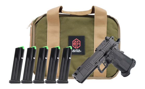 Alpha Foxtrot AA39X1QIG-XDBK20-PROM AF1911 Romulus Promo Compact Frame 9mm Luger 20+1 3.50" Black DLC Threaded Compensated Barrel, Black DLC Stainless Steel Optic Ready/Serrated Slide & Frame w/Beaver