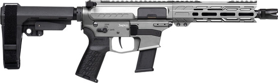CMMG 45A890FTNG Banshee FE MkG 45 ACP 13+1 8" Black Nitride Threaded Barrel, M-LOK Handguard, Titanium Cerakote Aluminum Receiver w/Picatinny Rail, Black Polymer CMMG RipBrace, CMMG Zeroed Grip
