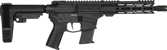 CMMG 57A340FAB Banshee MK57 5.7x28mm 20+1 8" Black Nitride Medium Taper Threaded Barrel, EML 7" M-LOK Handguards, Black Armor Cerakote Aluminum Picatinny Rail Receiver, CMMG Zeroed Grips