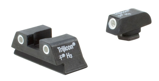 Trijicon 600777 Bright & Tough Night Sights  Green/Tritium White Outline Front Sight-Green/Tritium White Outline Rear Sight Glock 42/43 Small Frame