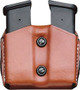 DESANTIS DOUBLE MAG POUCH OWB - LEATHER SINGLE STACK 10/45 TAN
