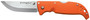 Cold Steel CS20NPJ Finn Wolf 3.50" Folding Straight Back Plain Satin Polished AUS-8A SS Blade/Blaze Orange Griv-Ex Handle Includes Pocket Clip