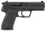 HK 81000309 USP V1 SA/DA 9mm Luger Caliber with 4.25" Barrel, 10+1 Capacity, Overall Black Finish, Serrated Trigger Guard Frame, Serrated Steel Slide & Polymer Grip Includes 2 Mags