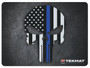 TekMat TEKR20PUNISHER  Ultra 20 Cleaning Mat Black/White/Blue Rubber 15"x20" Blue Line Punisher Skull