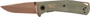 Browning 3220516 Trailside  EDC Small 3" Folding Modified Drop Point Plain Titanium Finish D2 Steel Blade, Green Micarta Handle