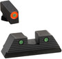 AmeriGlo GL816 Trooper Sight Set for Glock  Green Tritium Orange Outline Front Sight-Green Tritium Black Outline Rear Sight
