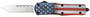 CobraTec Knives MCUSAFS3TNS FS-3 American Flag Medium 3" OTF Tanto Plain Satin D2 Steel Blade, 5" US Flag Aluminum Cerakoted Handle